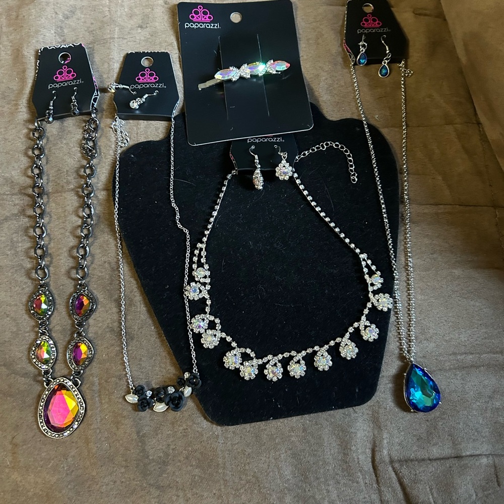 Paparazzi Silver Necklace Set with Multicolor Accents